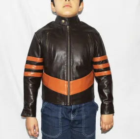 Boys Leather Jacket Brown Inspired By X-Men Wolverine