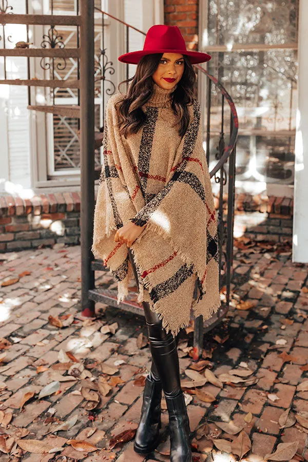 Bubbles And Bonfires Plaid Poncho