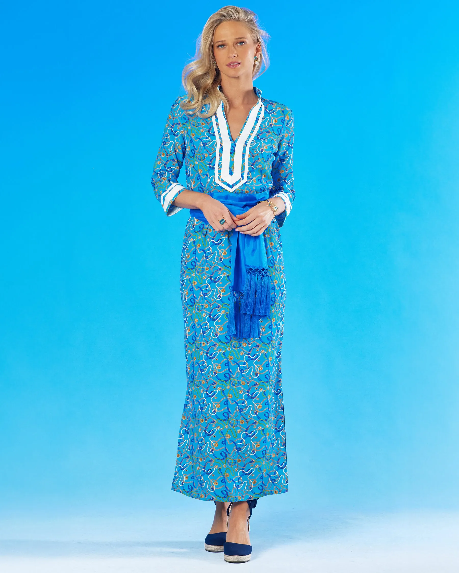 Capri Long Tunic Dress in Nautical Motifs