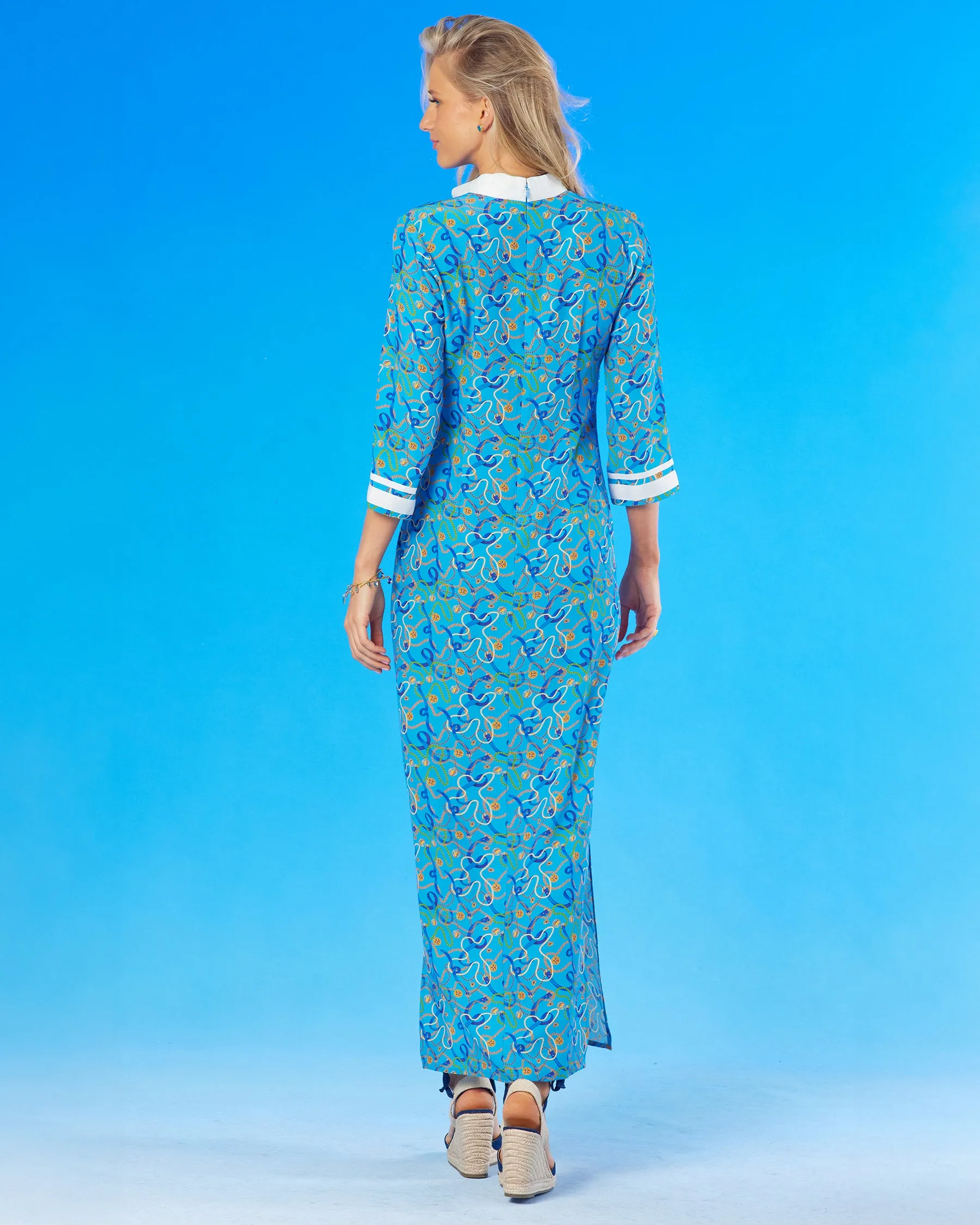 Capri Long Tunic Dress in Nautical Motifs