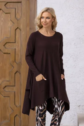 Cashmere Feel Front Pocket A-Line Tunic