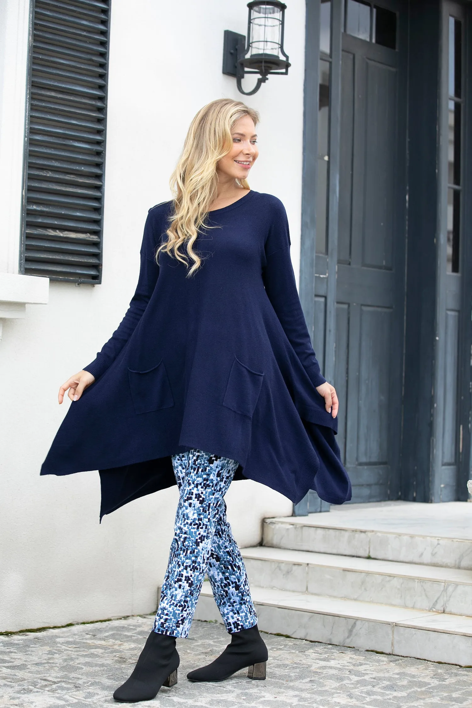 Cashmere Feel Front Pocket A-Line Tunic