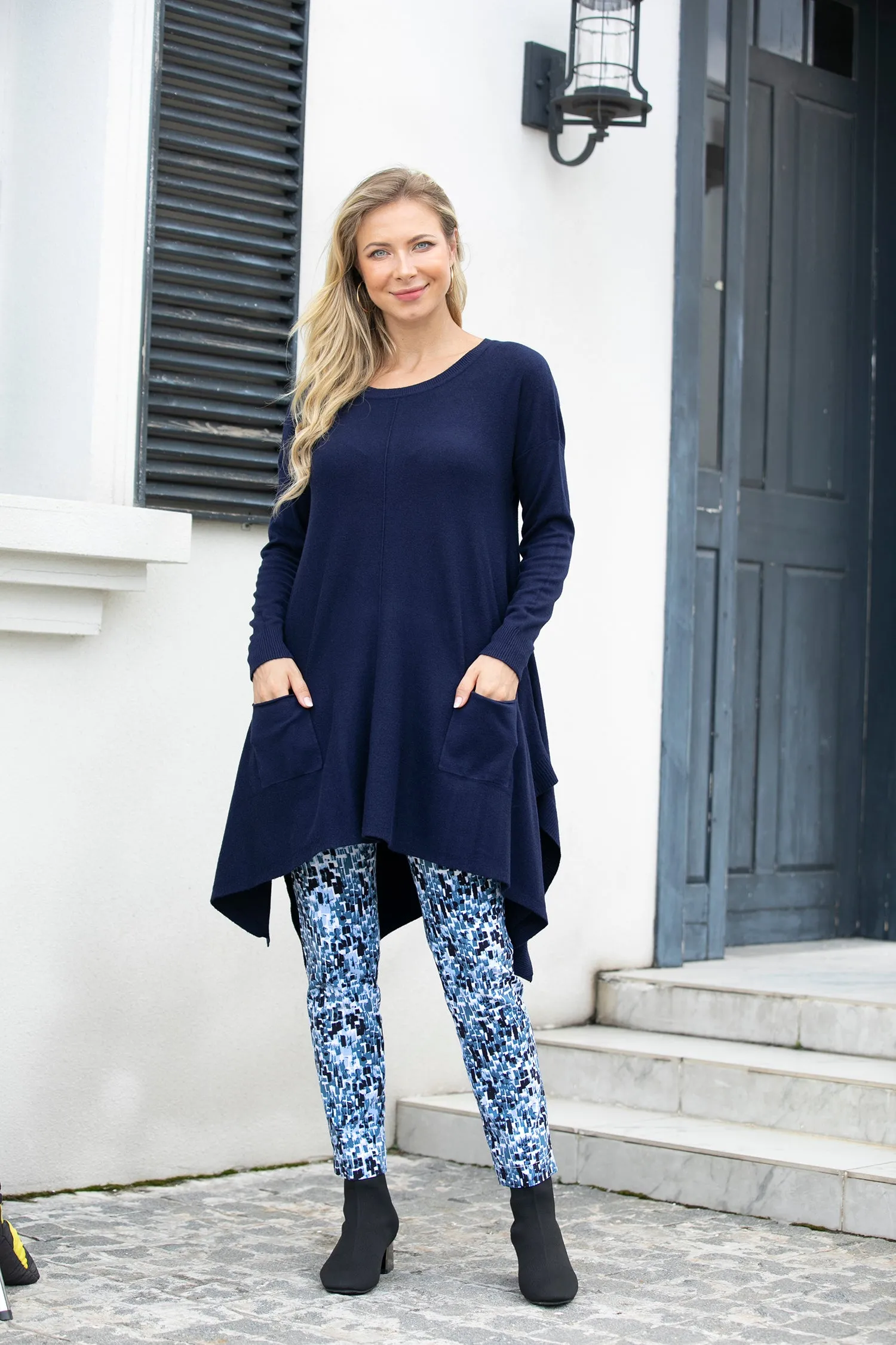 Cashmere Feel Front Pocket A-Line Tunic