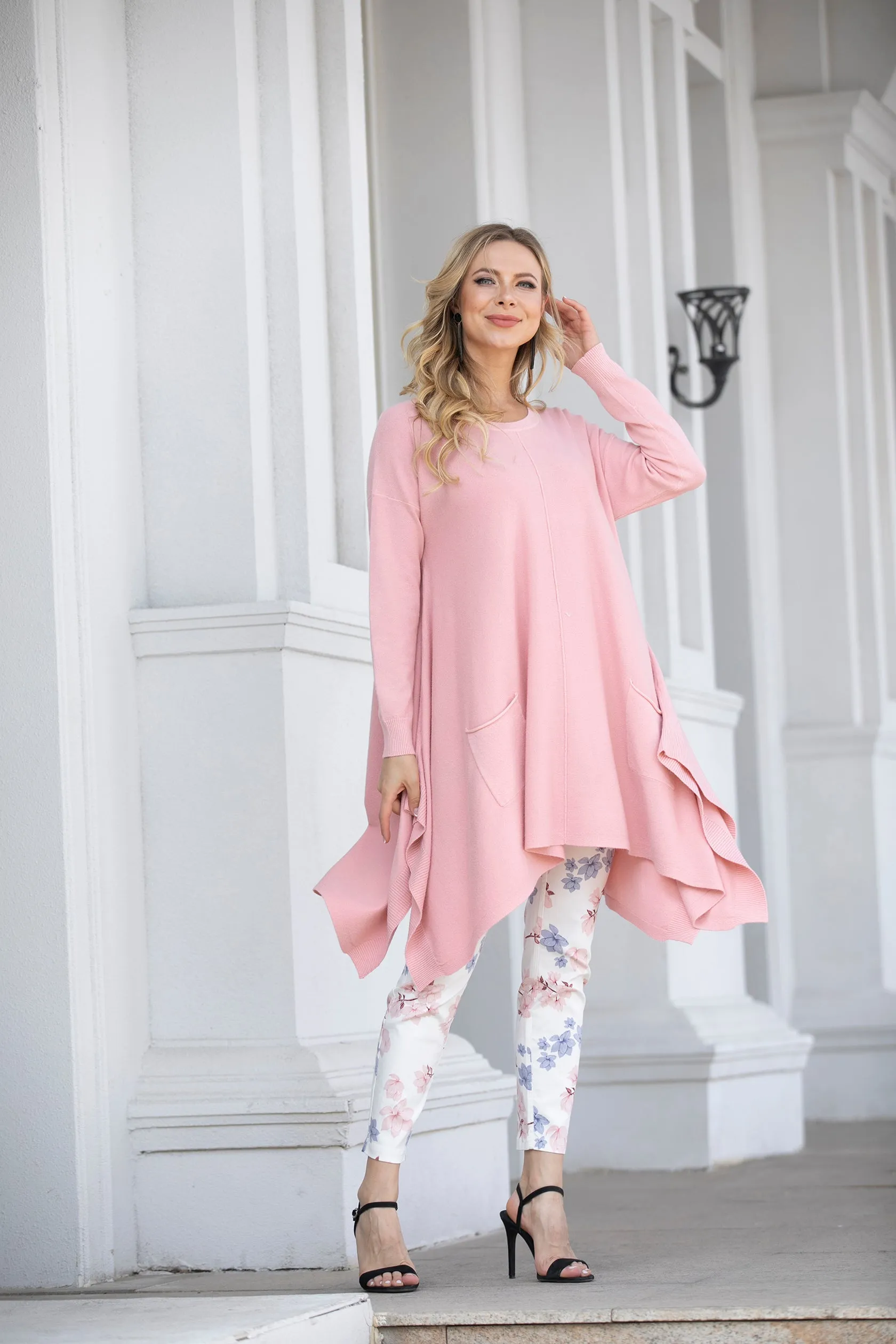 Cashmere Feel Front Pocket A-Line Tunic