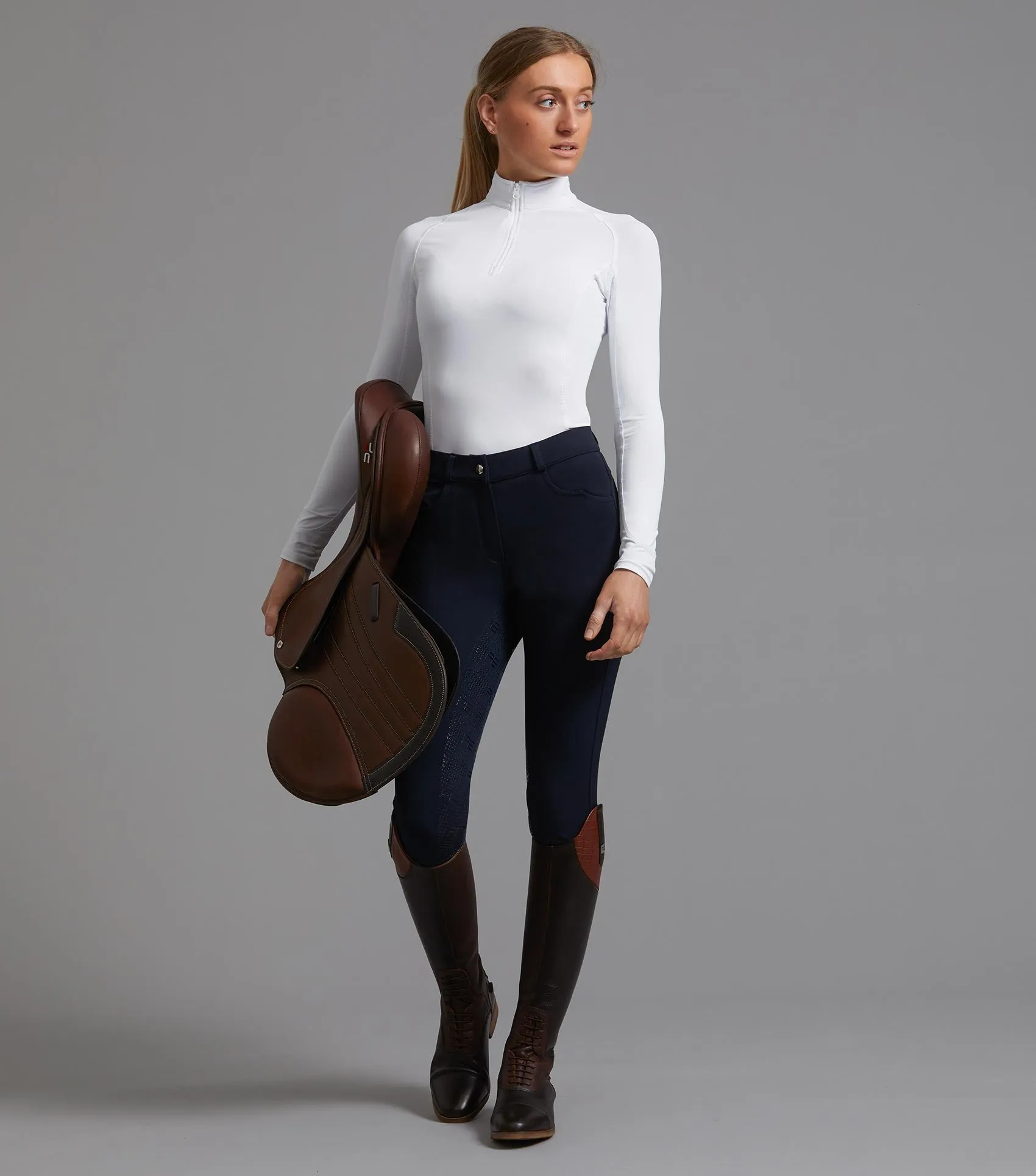 Cassa Ladies Full Seat Gel Riding Breeches Navy