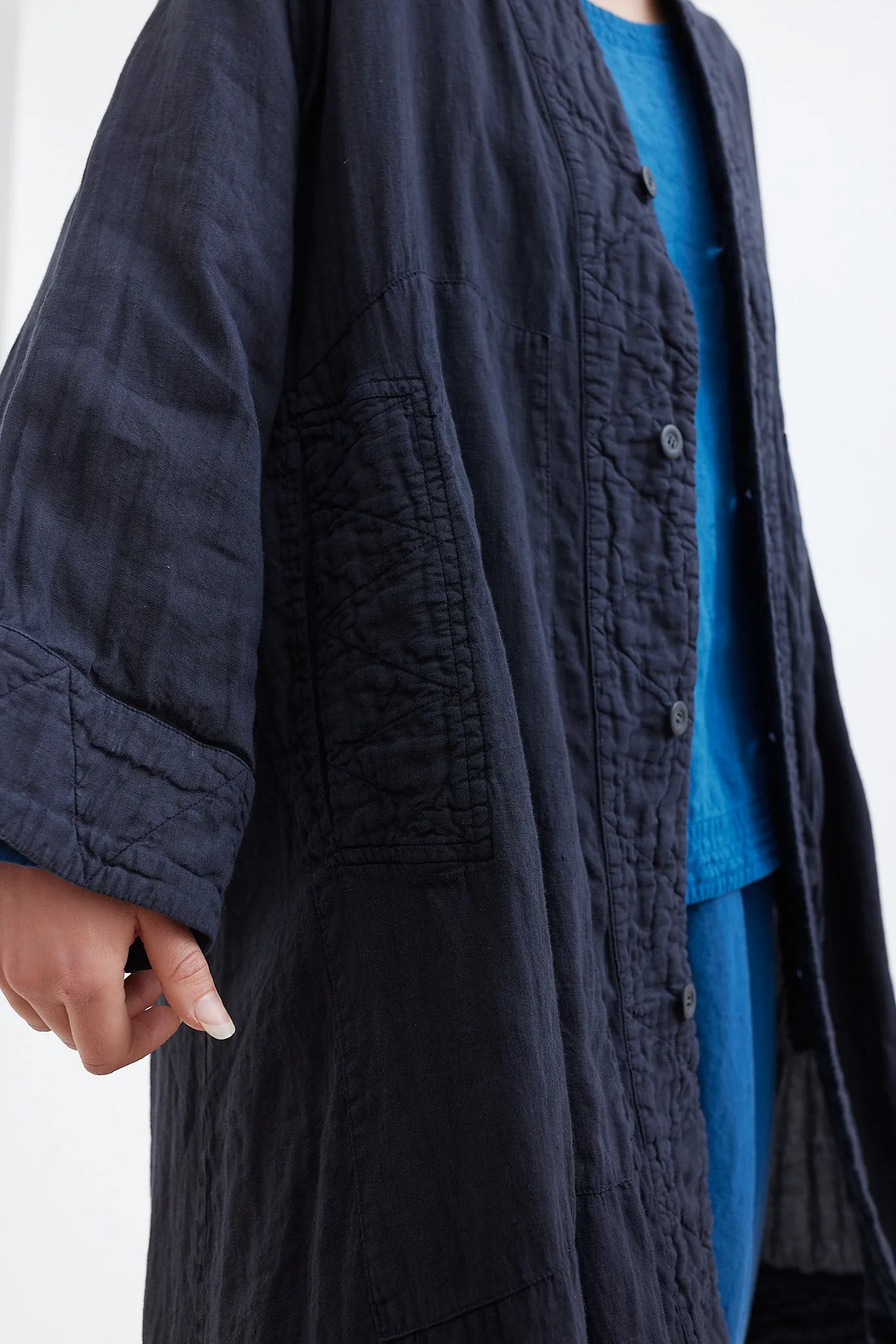 Chez Vidalenc - Coat - Light Linen Pu Yi - Navy Proto