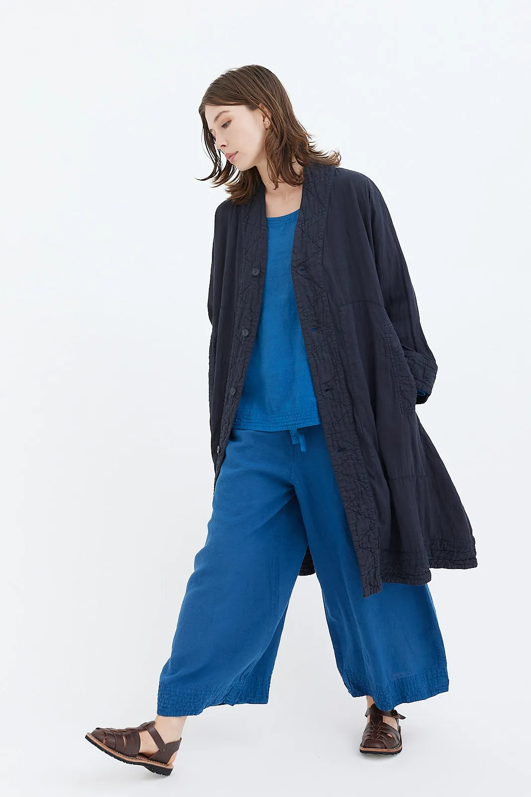 Chez Vidalenc - Coat - Light Linen Pu Yi - Navy Proto