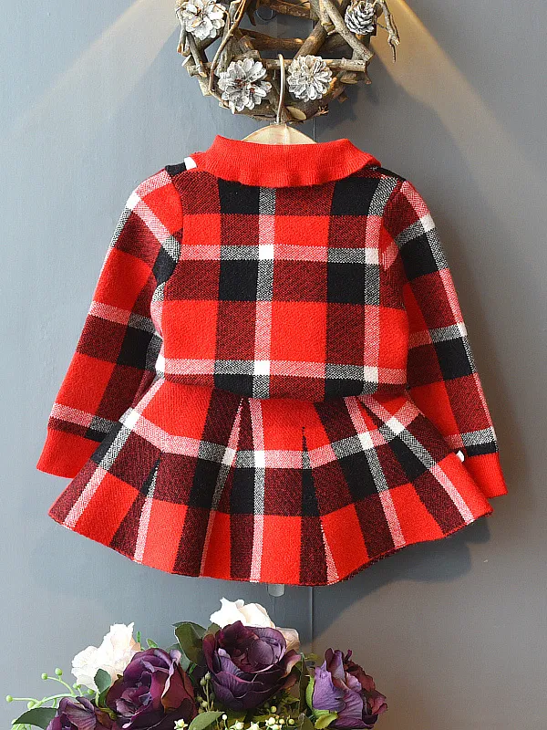 Chic and Classy Plaid Pullover Sweater and Skirt Set