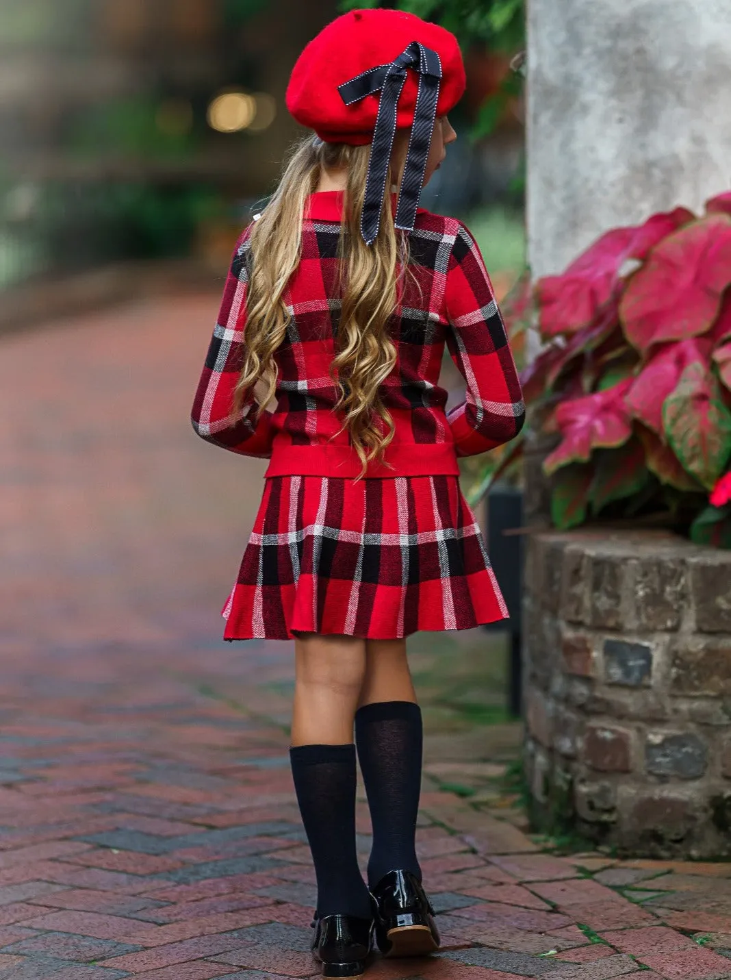 Chic and Classy Plaid Pullover Sweater and Skirt Set