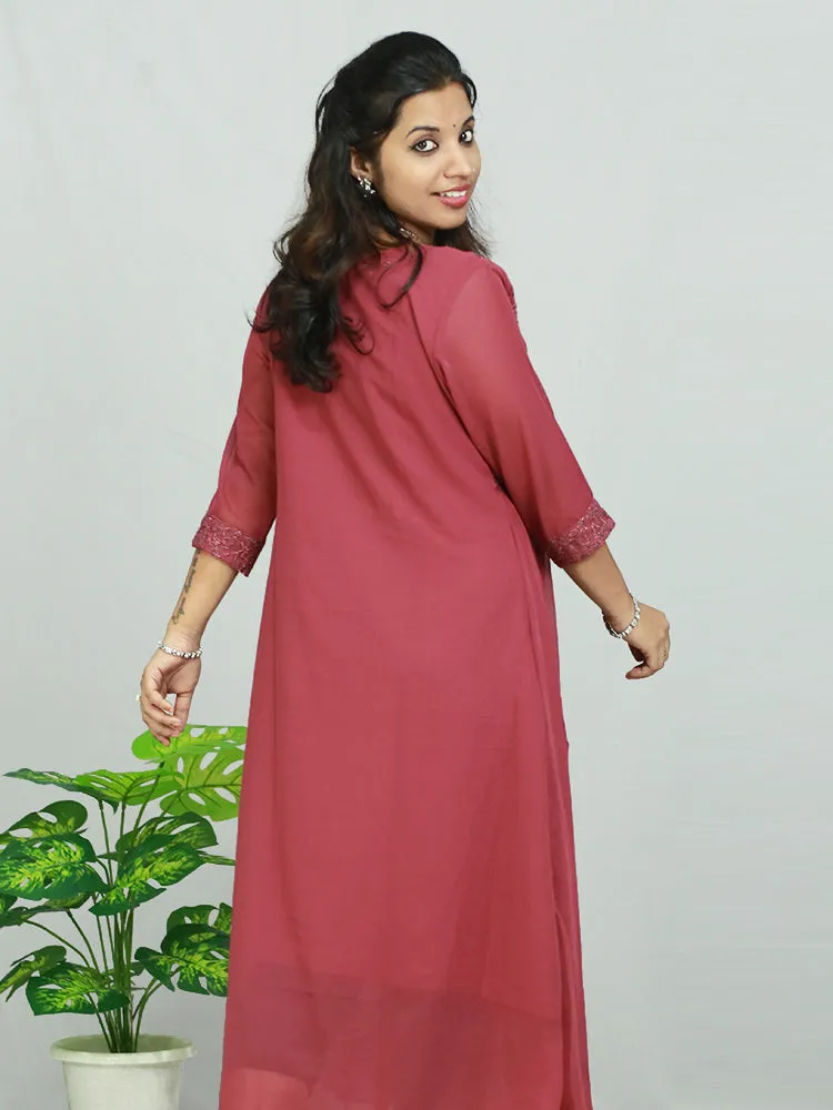 Chic Georgette Maternity Dress with Flare Overcoat - Only ₹773