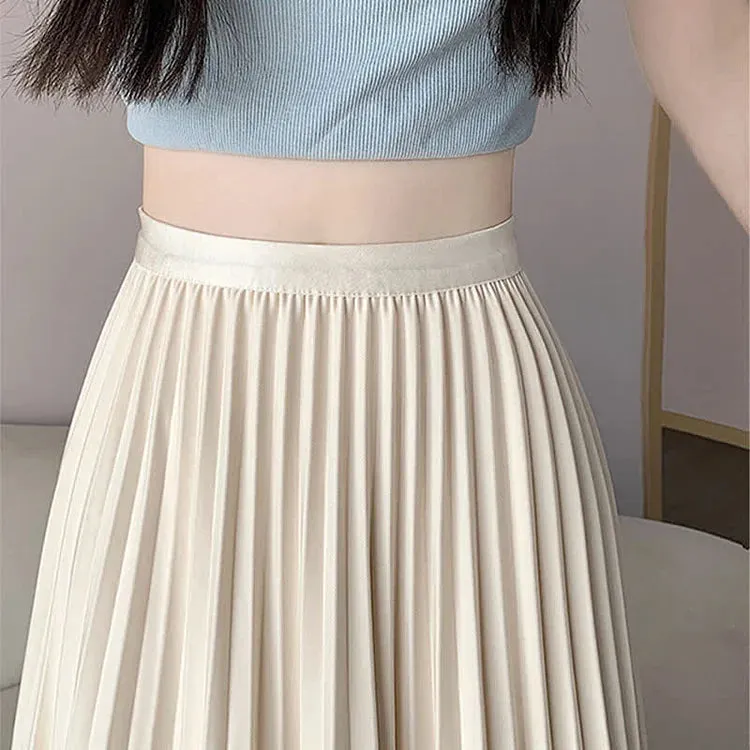 Chic Irregular Pure Color High Waist Pleated Skirt