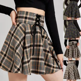 Chic Retro Punk Plaid Mini Skirt