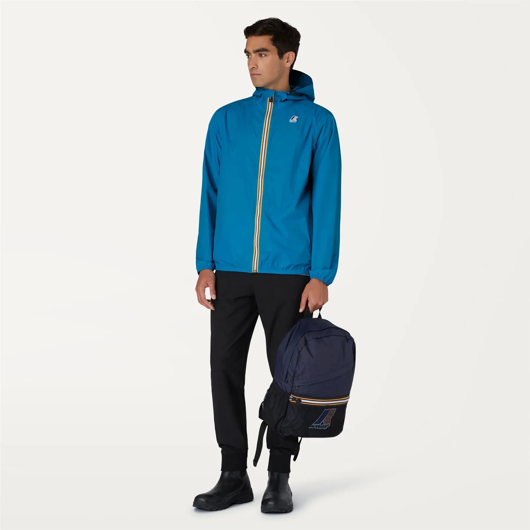 Claude - Unisex Packable Full Zip Waterproof  Rain Jacket in Turquoise Dk