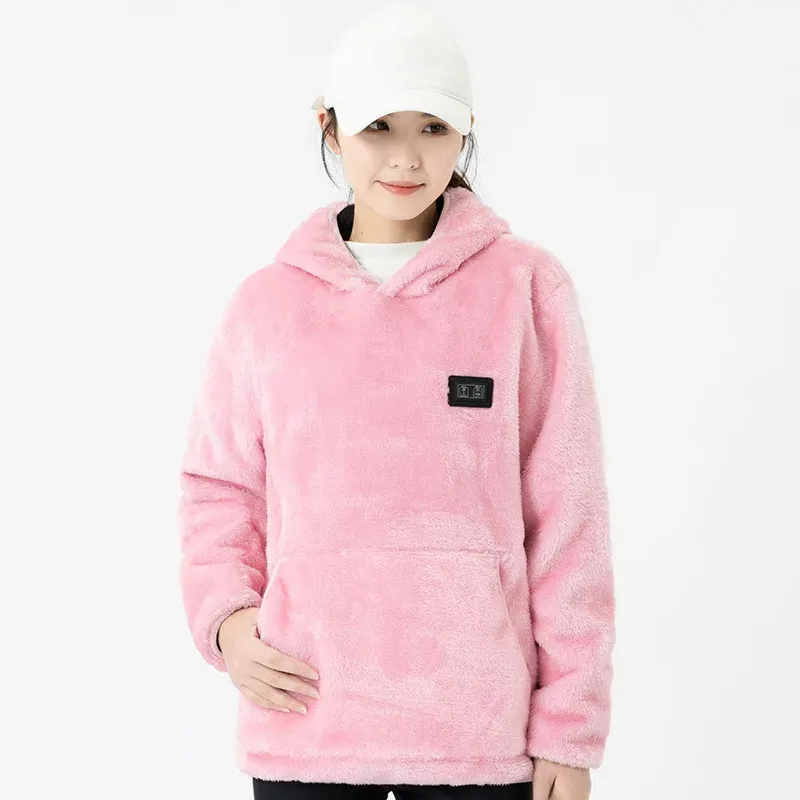 Coral Fleece Heated Hooded Sweatshirt