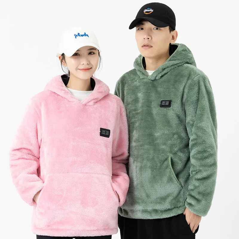 Coral Fleece Heated Hooded Sweatshirt