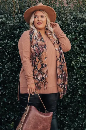 Craving Cozy Waffle Knit Tunic Top in Iced Mocha Curves