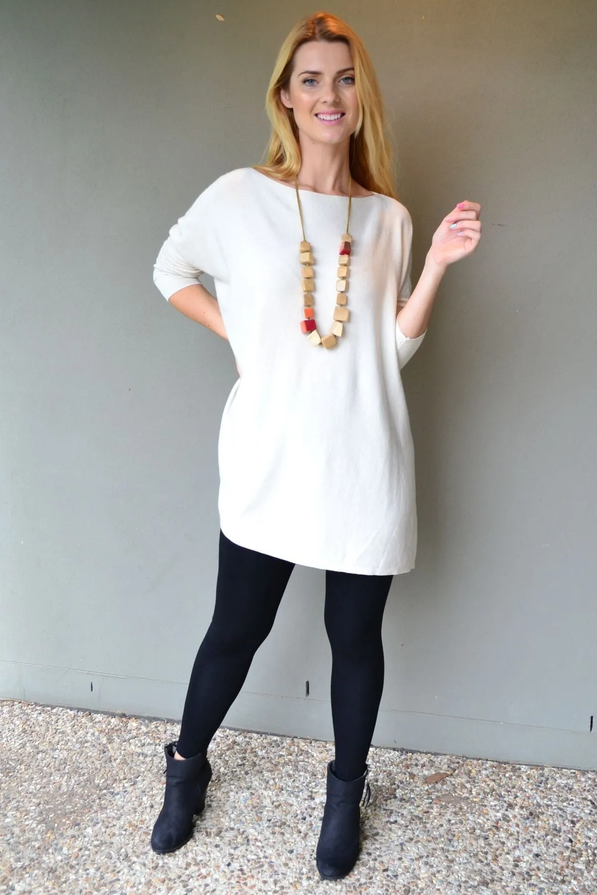 Cream Super Soft Oversized Knit Jumper Tunic