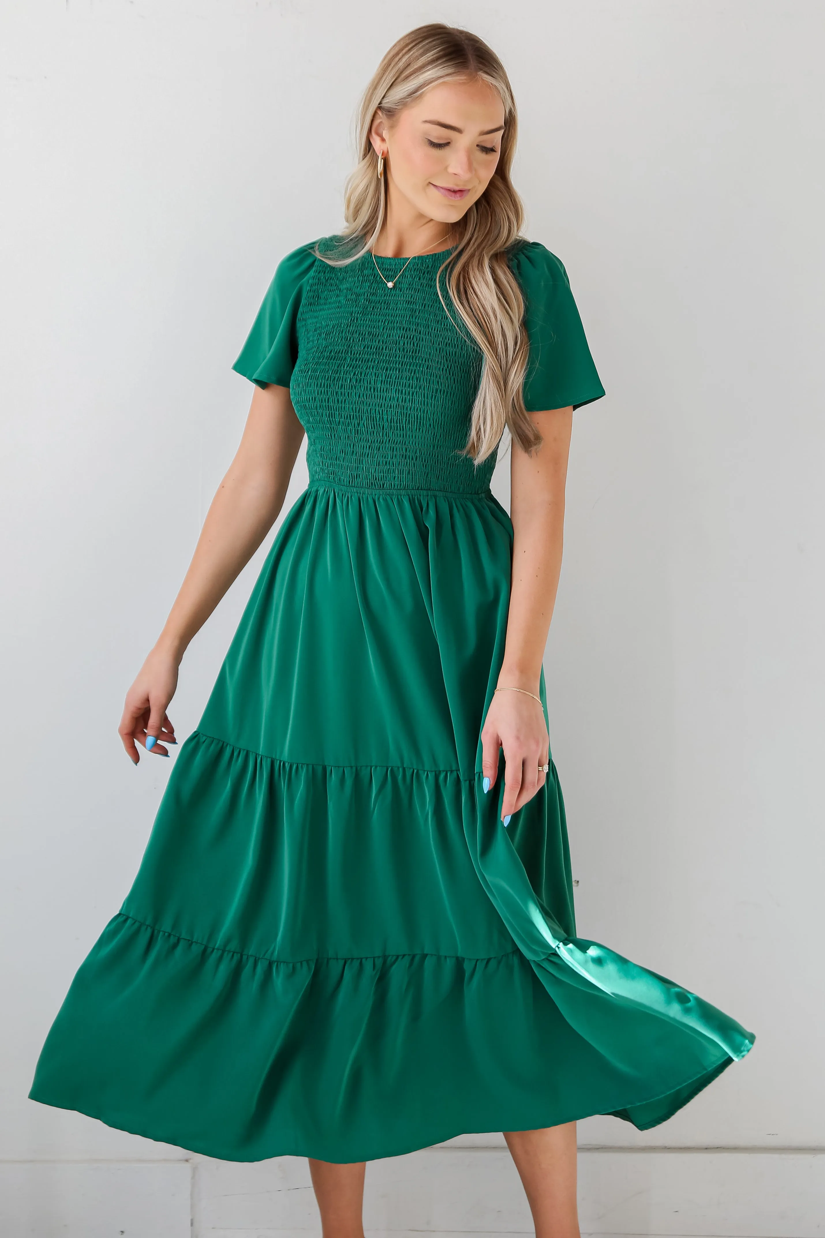 Cute Contentment Kelly Green Tiered Maxi Dress