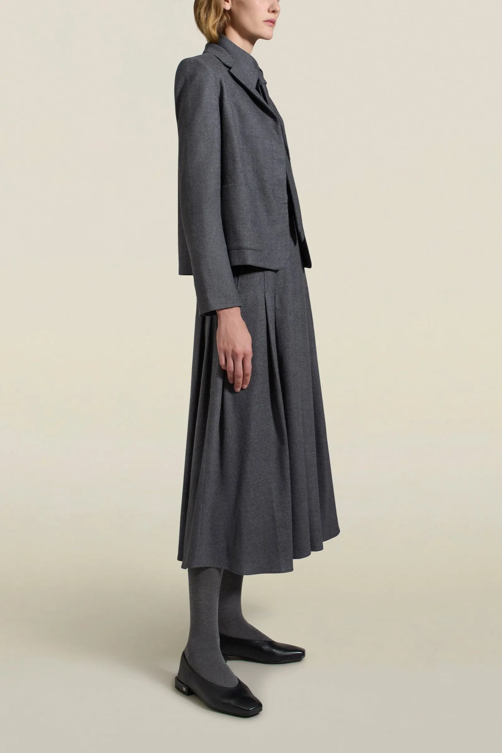 Dakota Pleated Skirt, Heather Grey