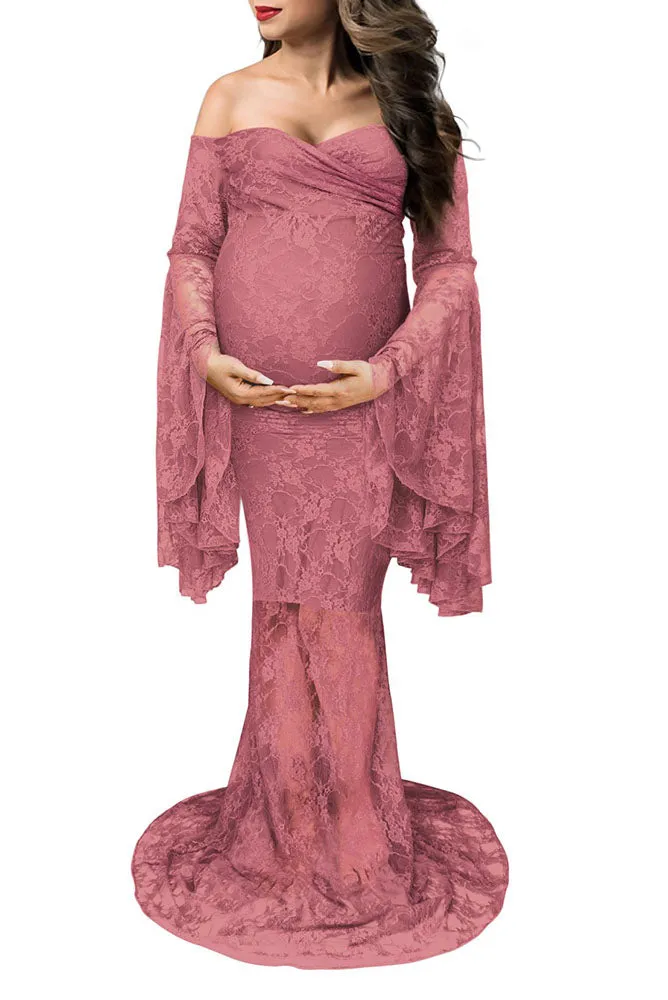 Danica Lace Off Shoulder Maternity Gown