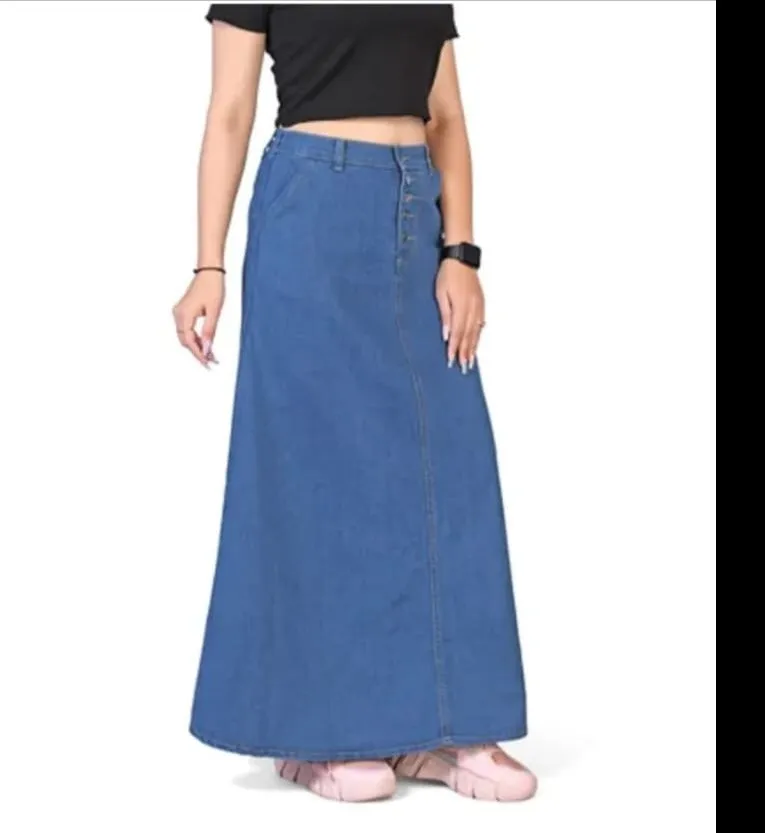 Denim long skirt