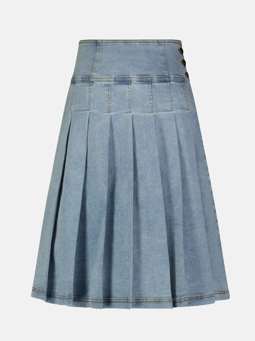 Denim Pleated Skirt