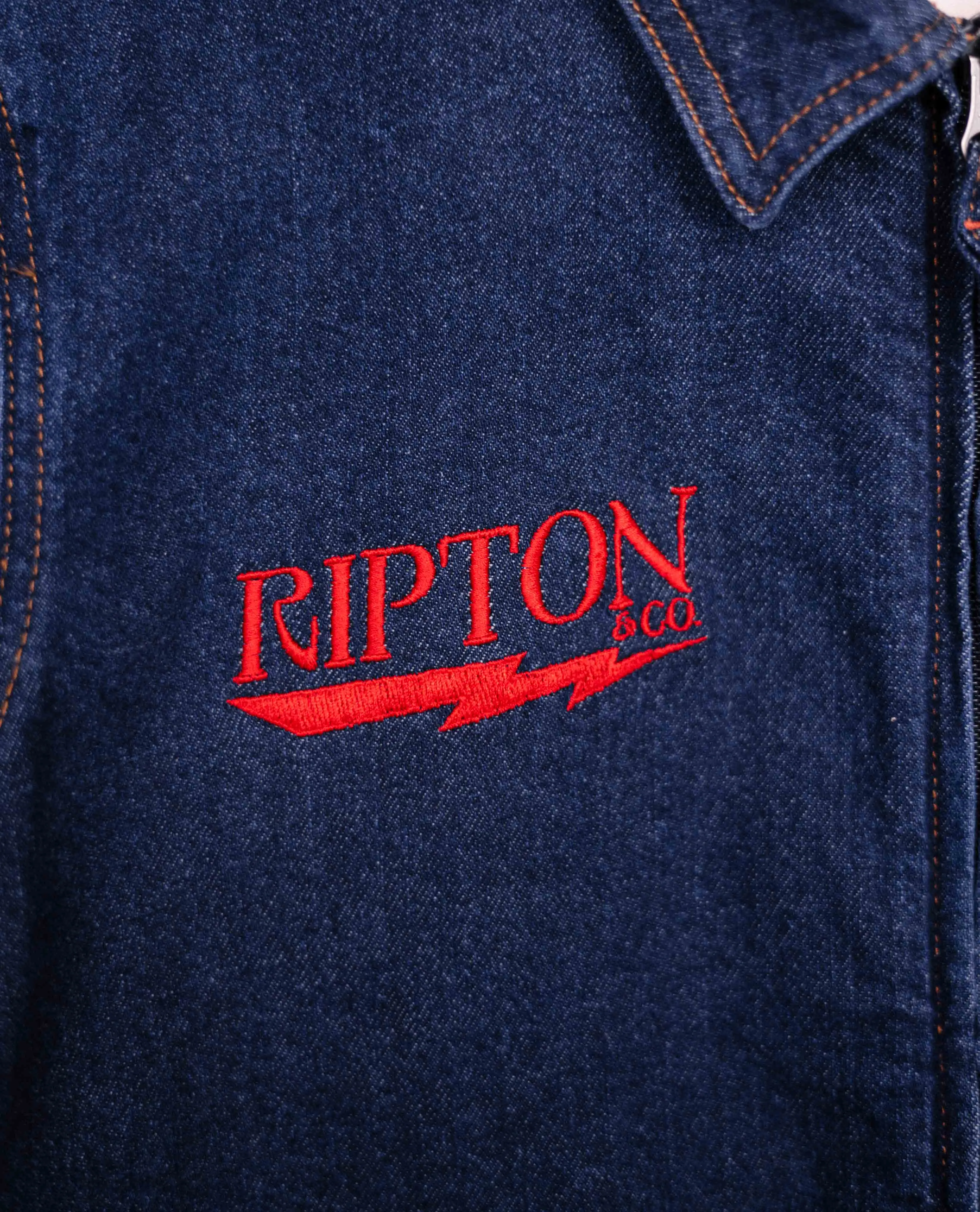 Denim Utility Jacket - Lightning Embroidery