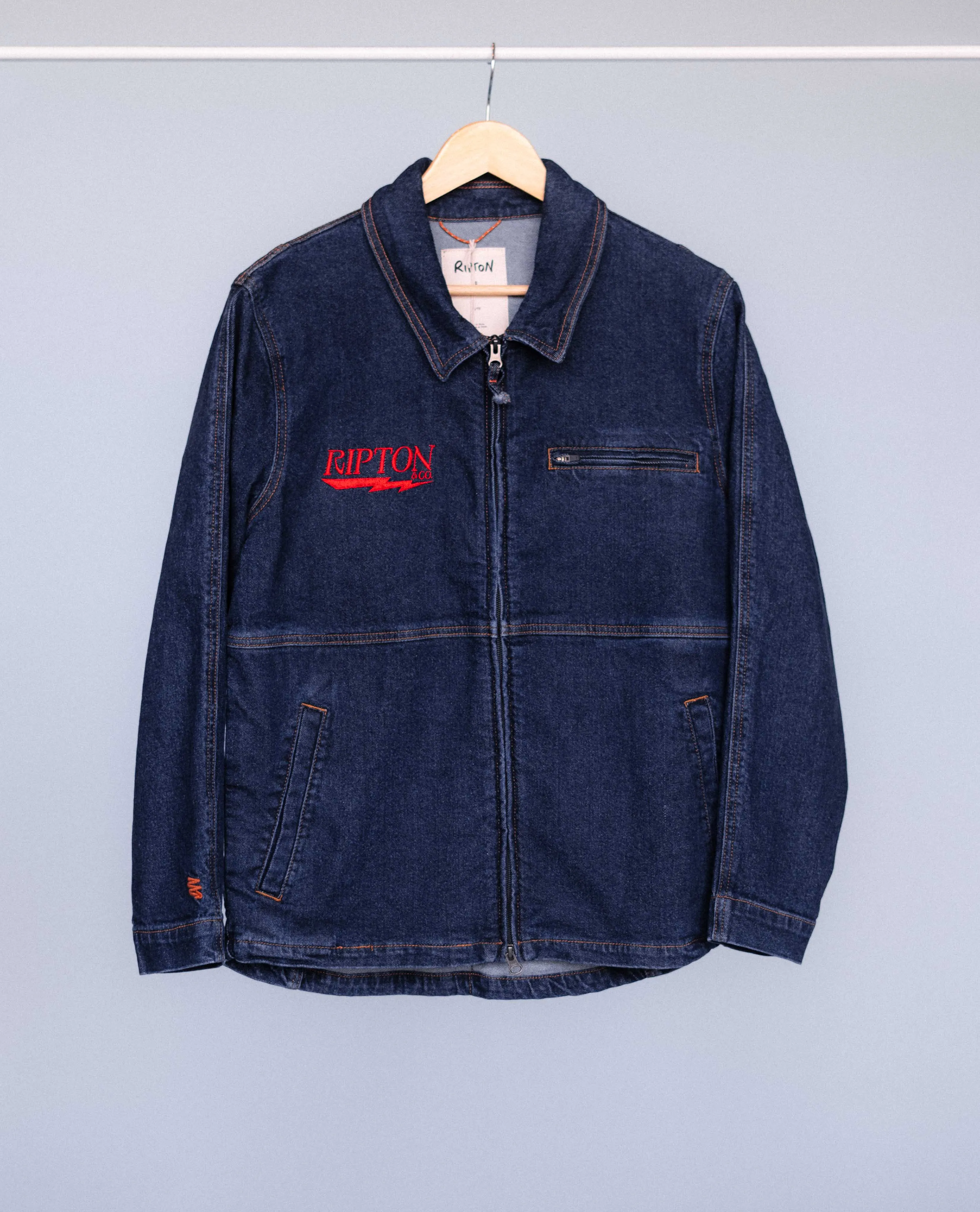 Denim Utility Jacket - Lightning Embroidery