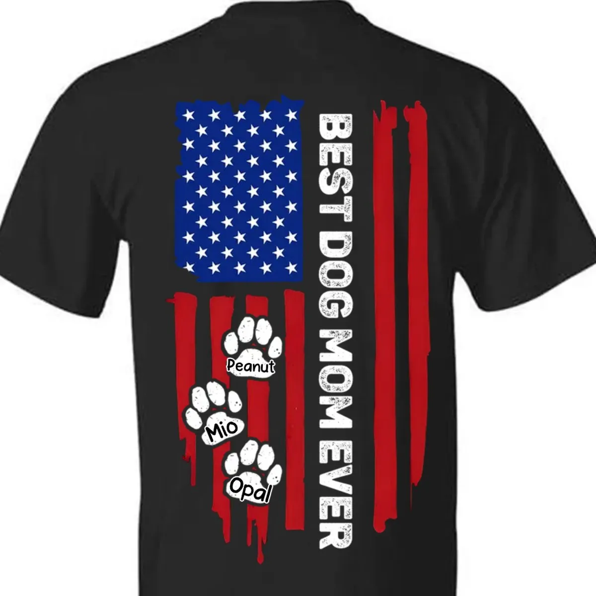 Dog Lovers - Best Dog Mom Ever American Flag Back - Personalized Unisex T-shirt, Hoodie, Sweatshirt (HJ)