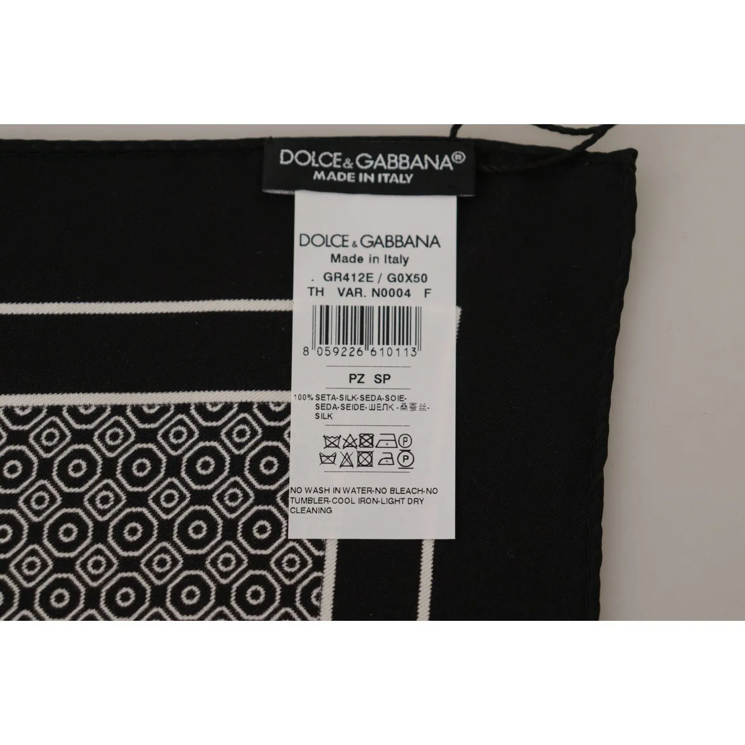 Dolce & Gabbana Elegant Black Silk Geometric Scarf for Men