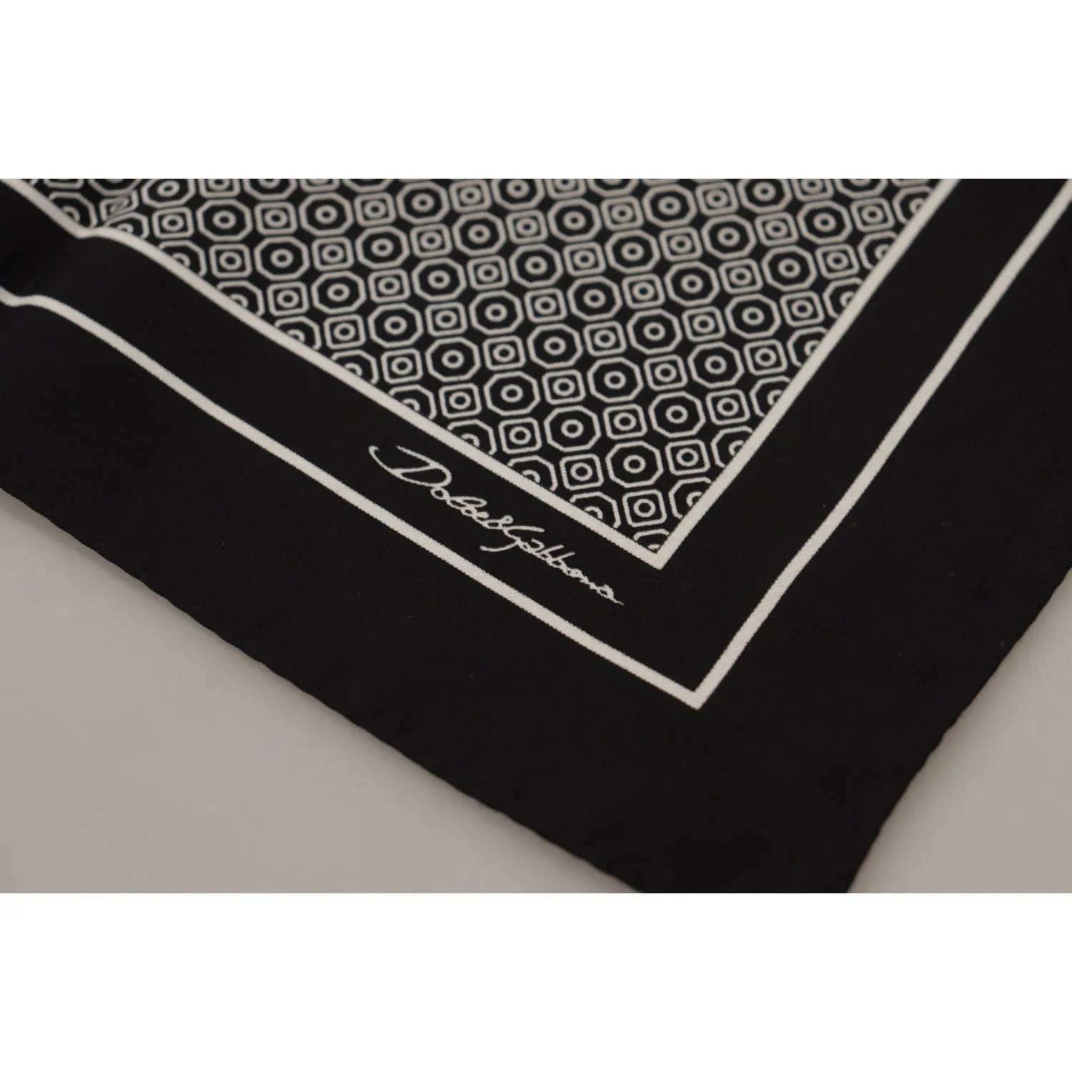 Dolce & Gabbana Elegant Black Silk Geometric Scarf for Men