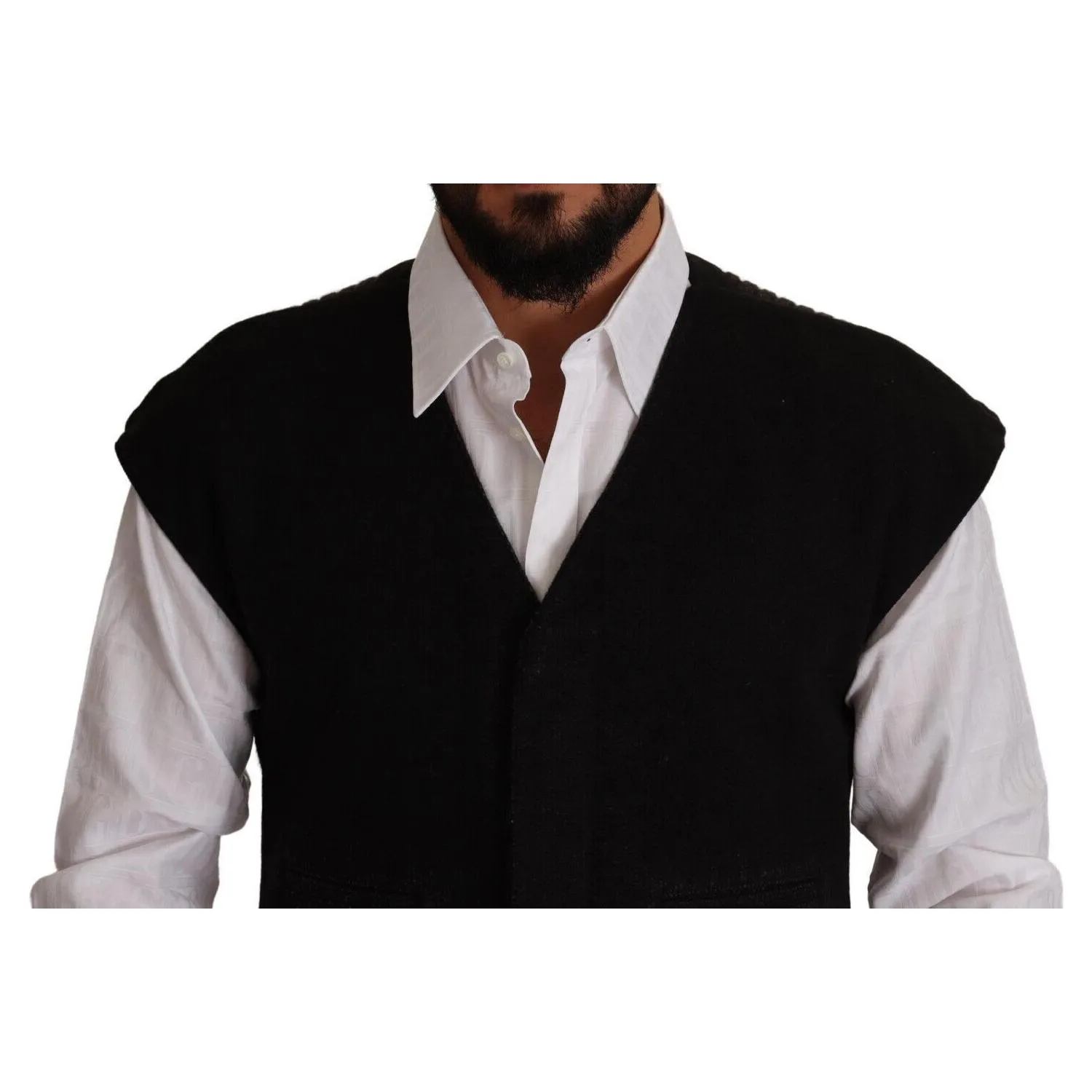 Dolce & Gabbana Elegant Black Wool Cotton Dress Vest