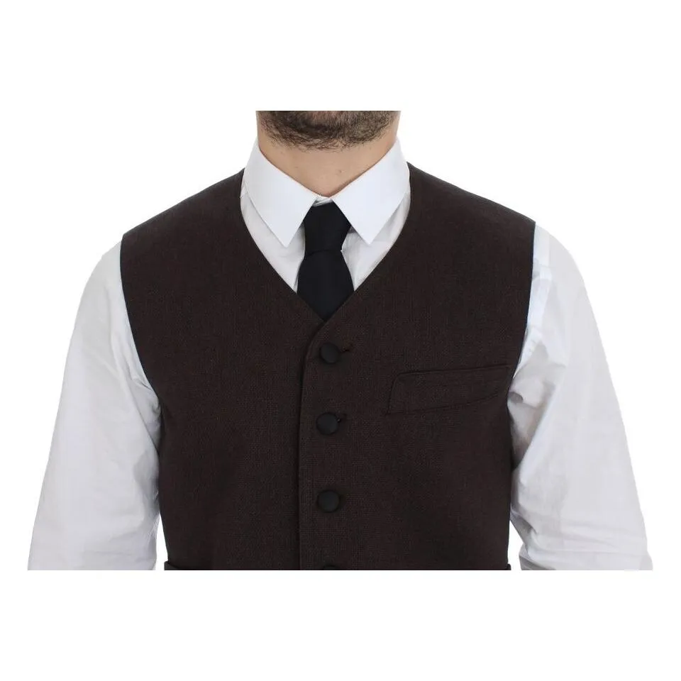 Dolce & Gabbana Elegant Brown Cotton Blend Dress Vest