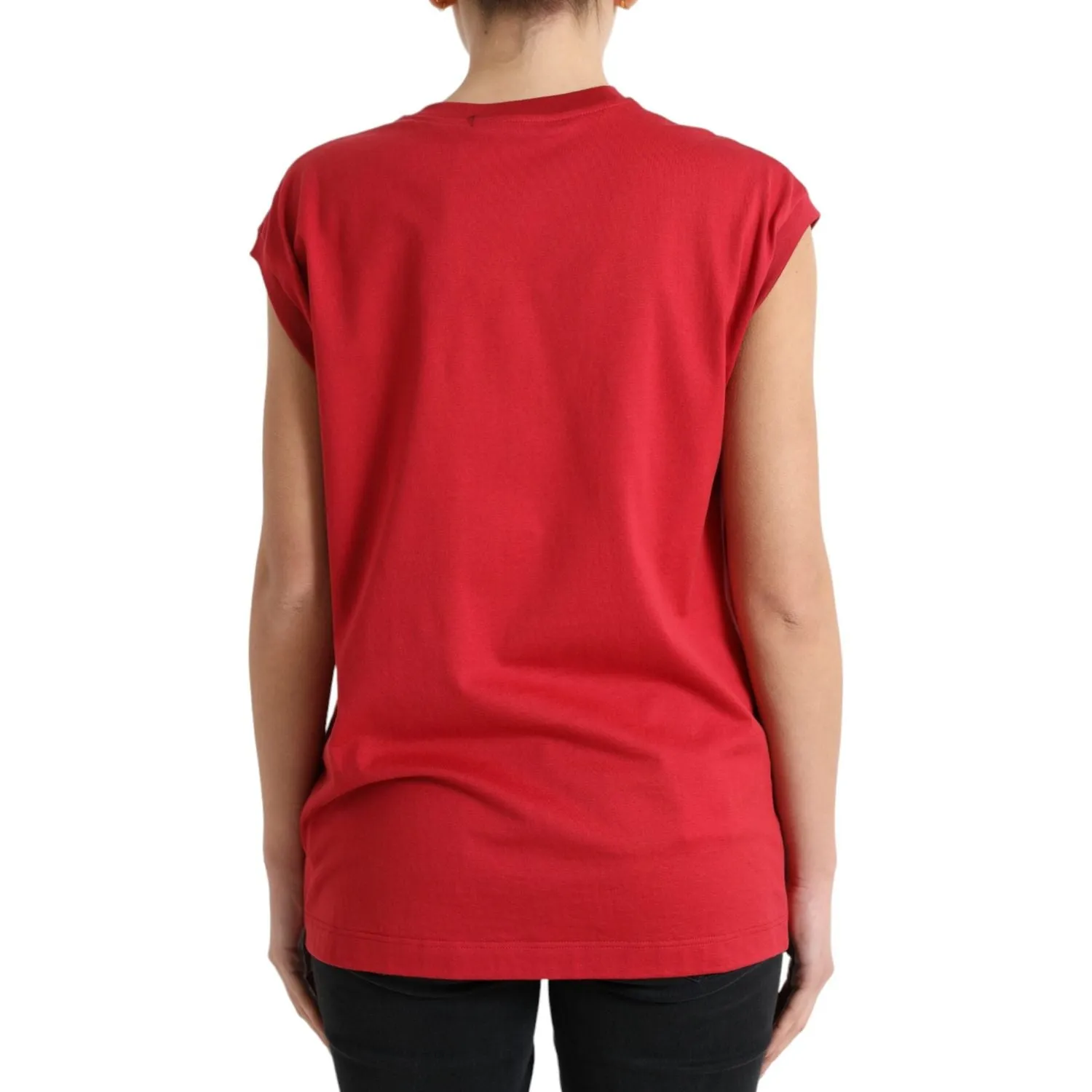 Dolce & Gabbana Elegant Red Cotton Crew Neck Tank Top