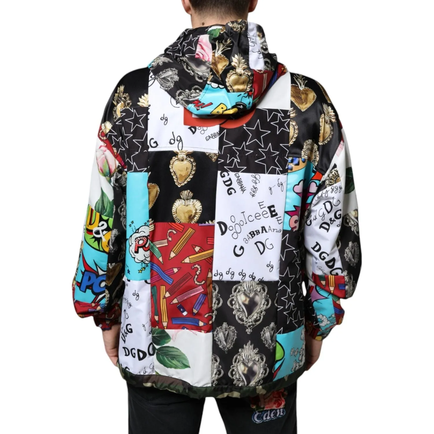 Dolce & Gabbana Multicolor Patchwork Cotton Hooded Jacket