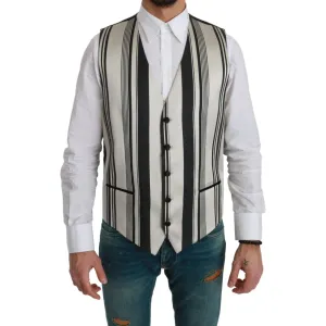 Dolce & Gabbana Stripe Cotton Silk Dress Vest