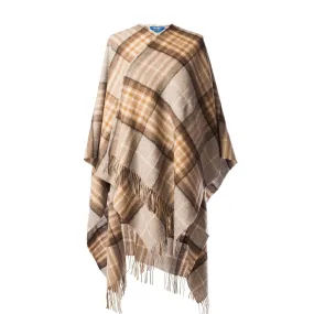 Edinburgh Lambswool Long Tartan Cape  Mackellar Natural