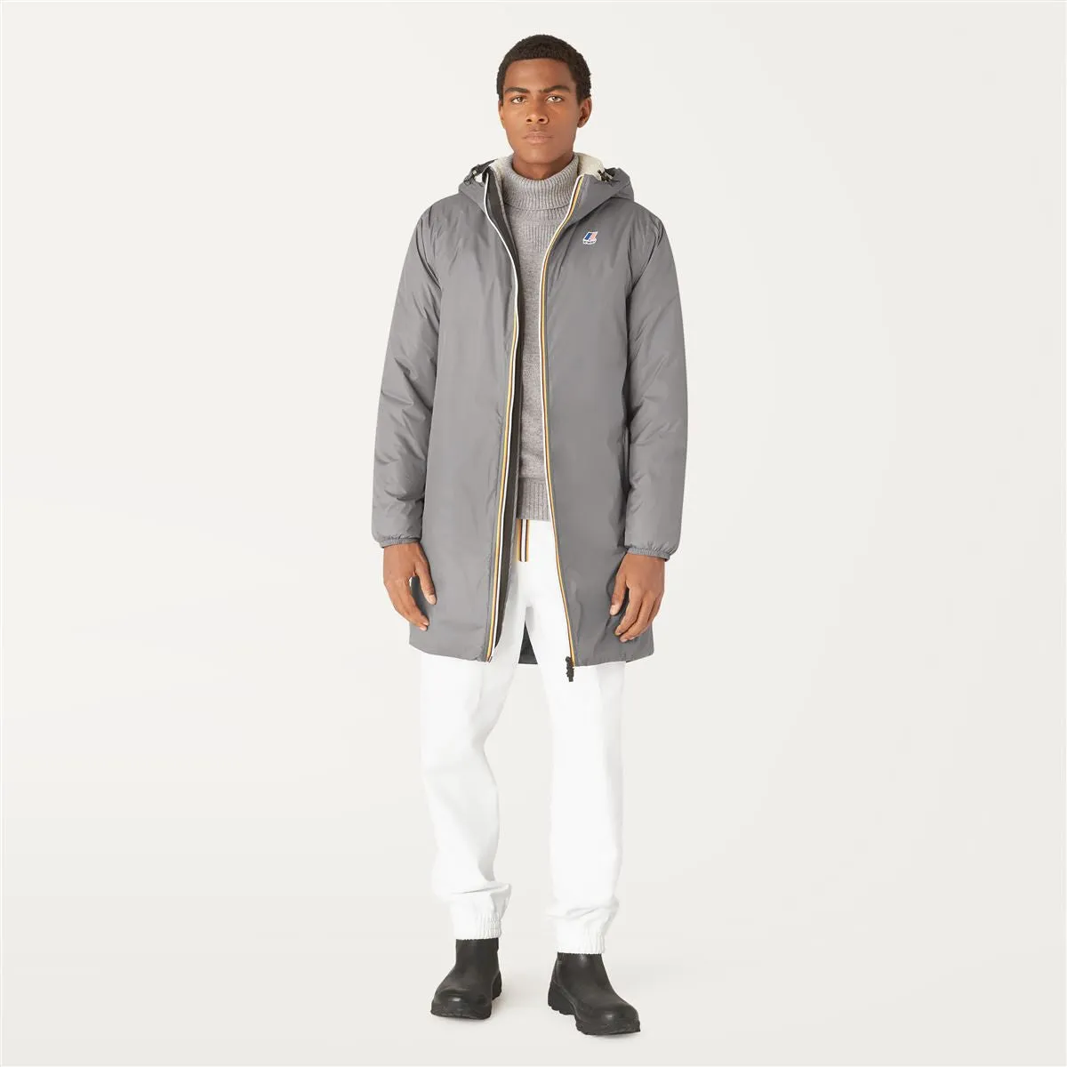 Eiffel Orsetto - Unisex Sherpa Lined Waterproof Rain Jacket in Grey Smoked