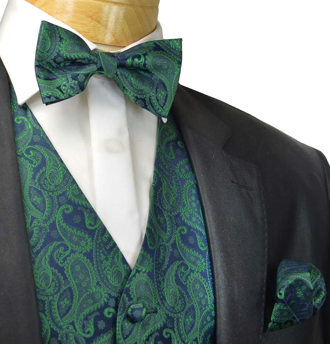 Emerald Paisley Tuxedo Vest Set