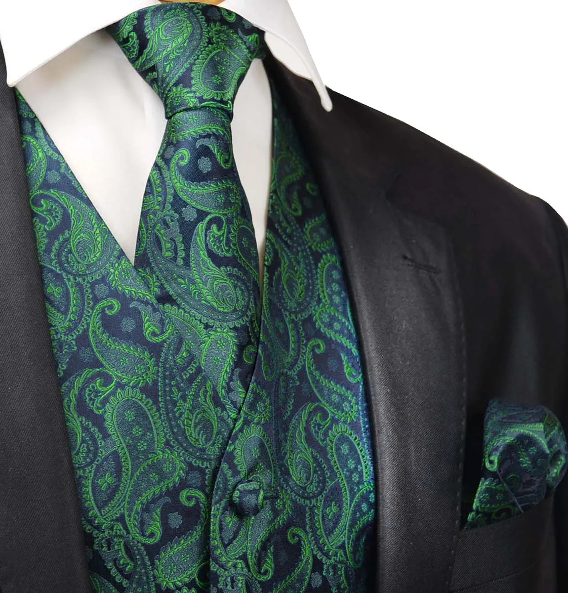 Emerald Paisley Tuxedo Vest Set