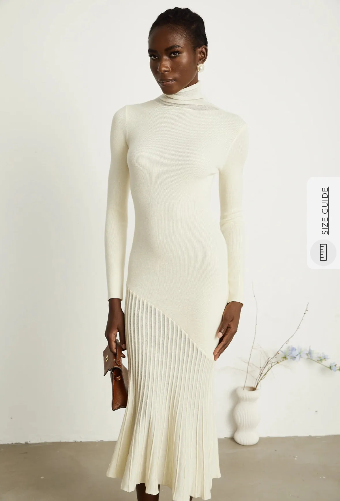 Emily White Knit Midi Dress