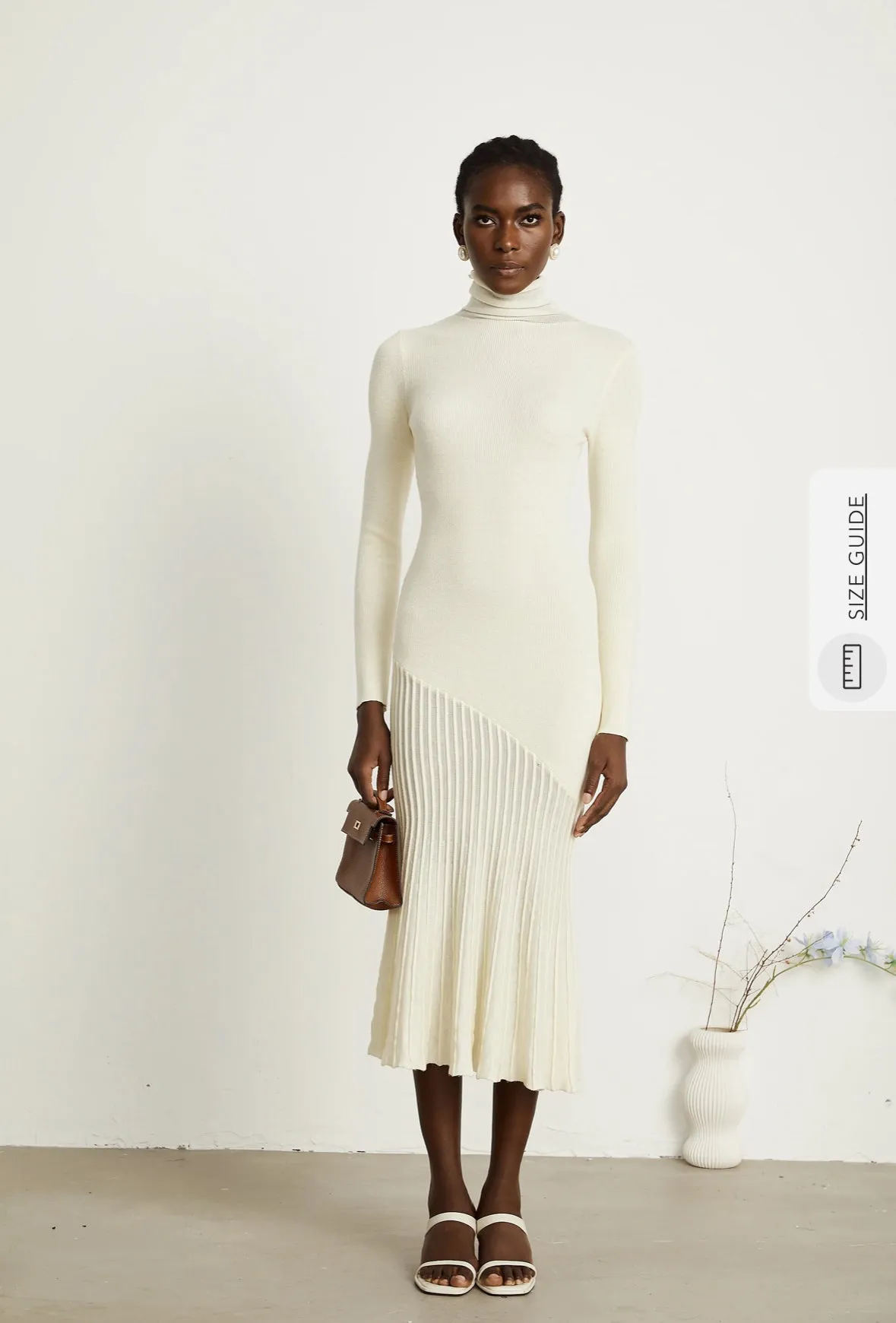 Emily White Knit Midi Dress