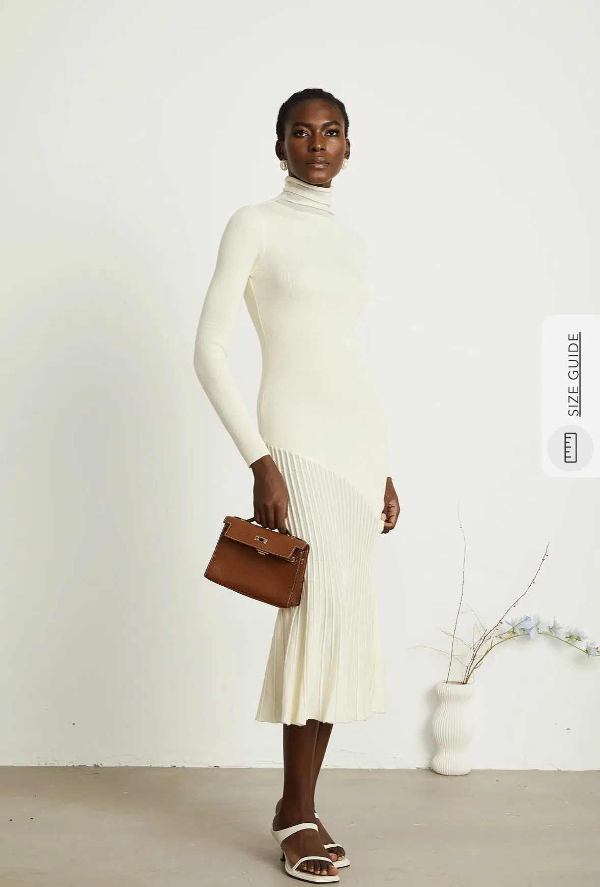 Emily White Knit Midi Dress