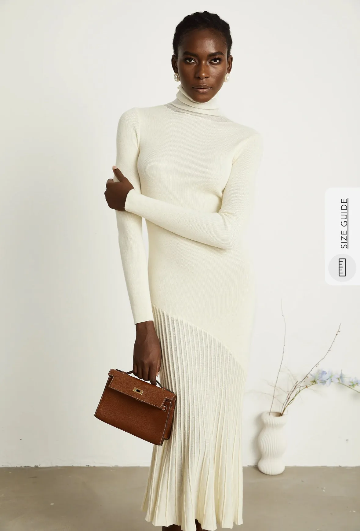 Emily White Knit Midi Dress