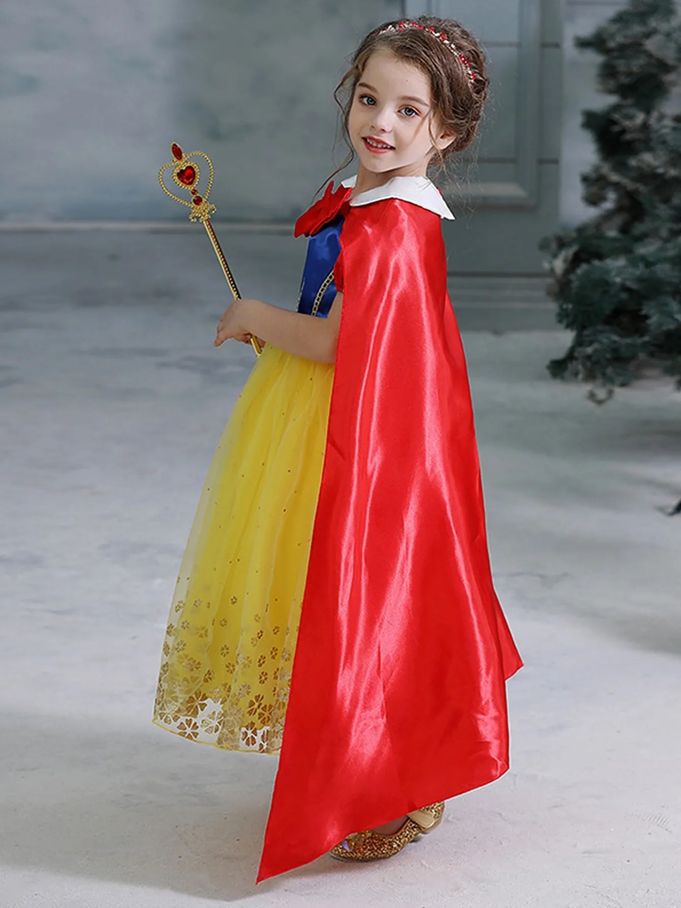 Enchanting Snow Princess Dress Costume with Accessories for Girls