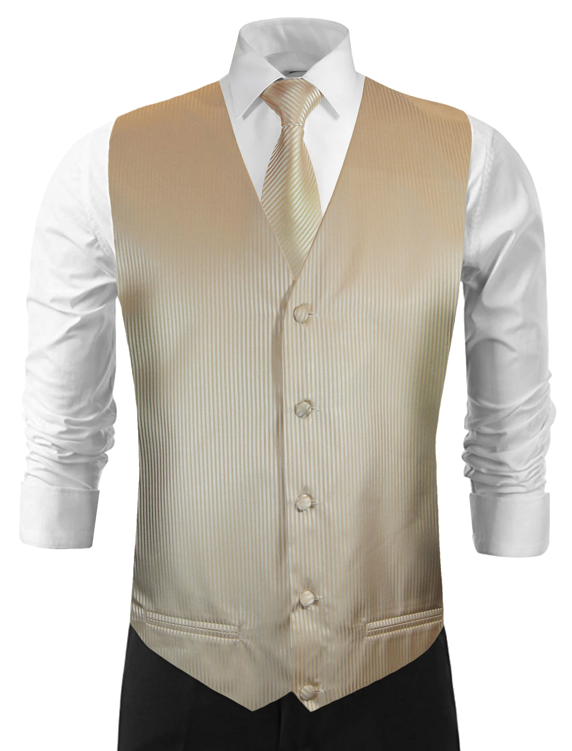 Espresso Striped Tuxedo Vest Set