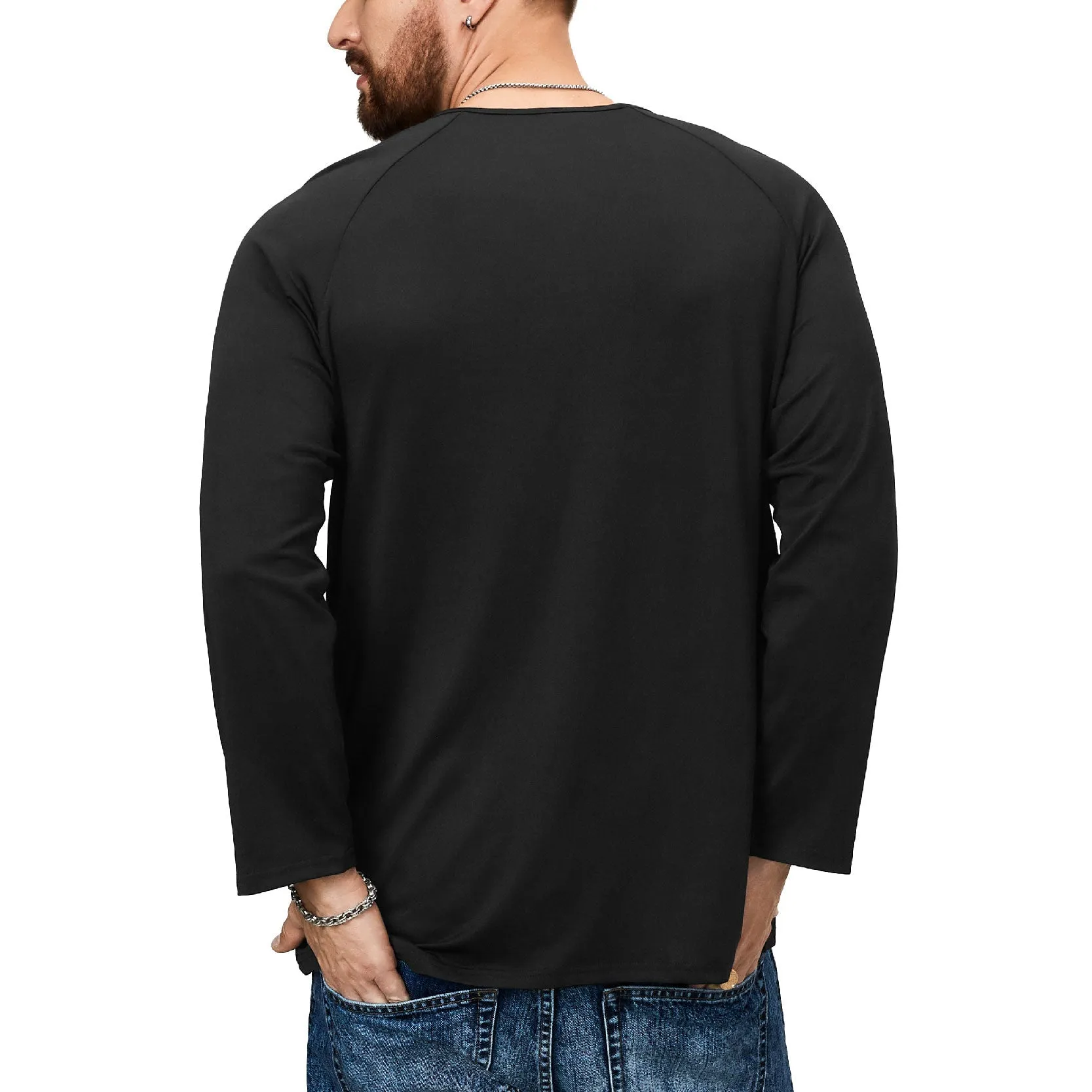 ESSENTIALS BUTTON HENLEY QUICK DRY LONG SLEEVE HENLEY SHIRT