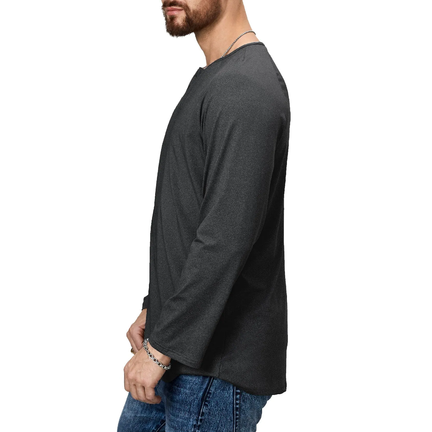 ESSENTIALS BUTTON HENLEY QUICK DRY LONG SLEEVE HENLEY SHIRT