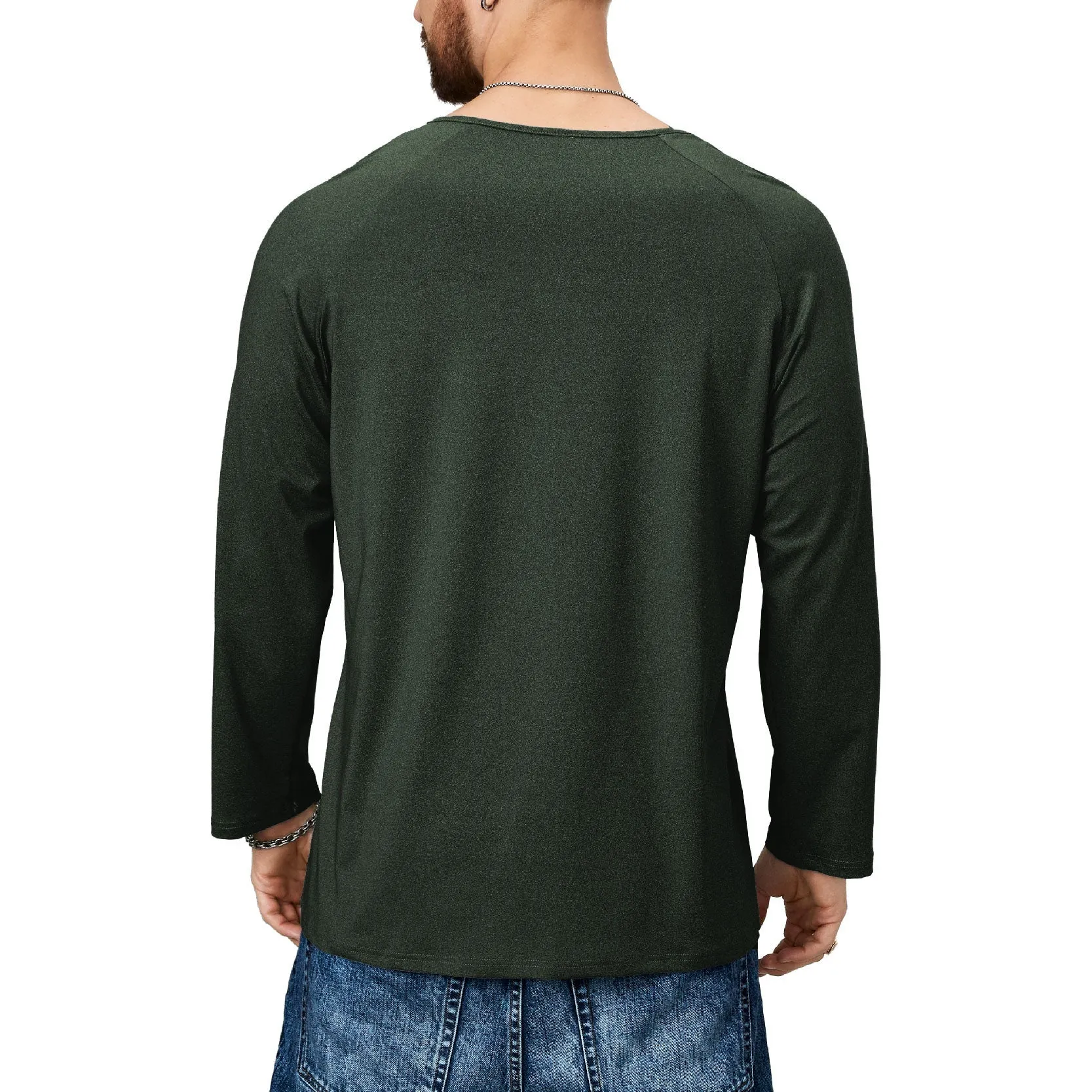 ESSENTIALS BUTTON HENLEY QUICK DRY LONG SLEEVE HENLEY SHIRT