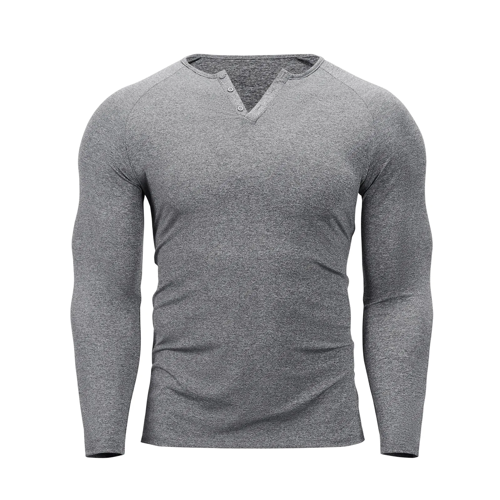 ESSENTIALS BUTTON HENLEY QUICK DRY LONG SLEEVE HENLEY SHIRT